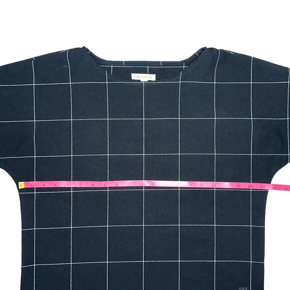 Albion Black Windowpane Short Sleeve Boat Neck Boss Tee Size Medium - Picture 11 of 12